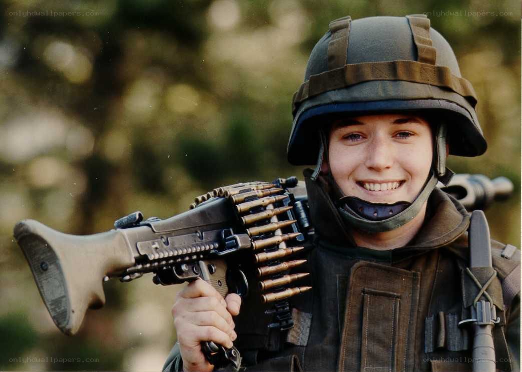 Soldier with machine gun