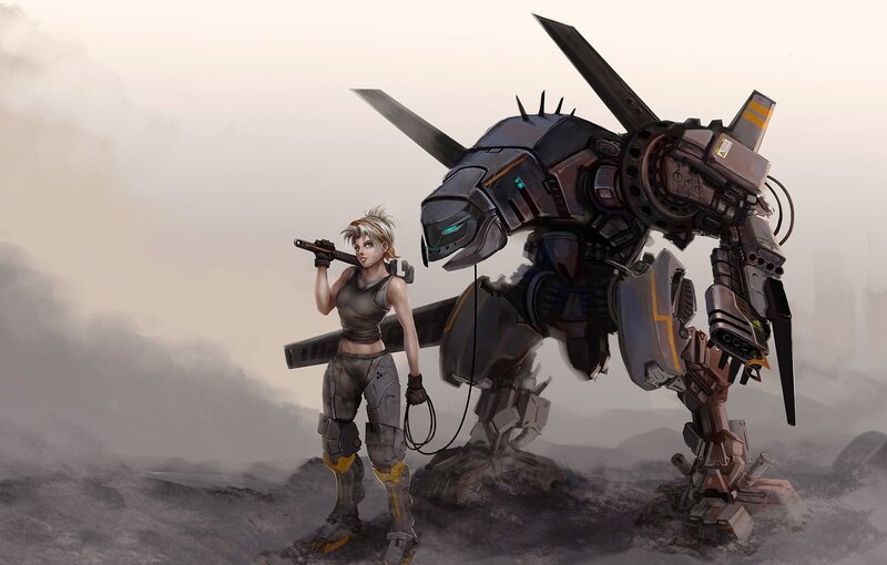 soldier with mech companion