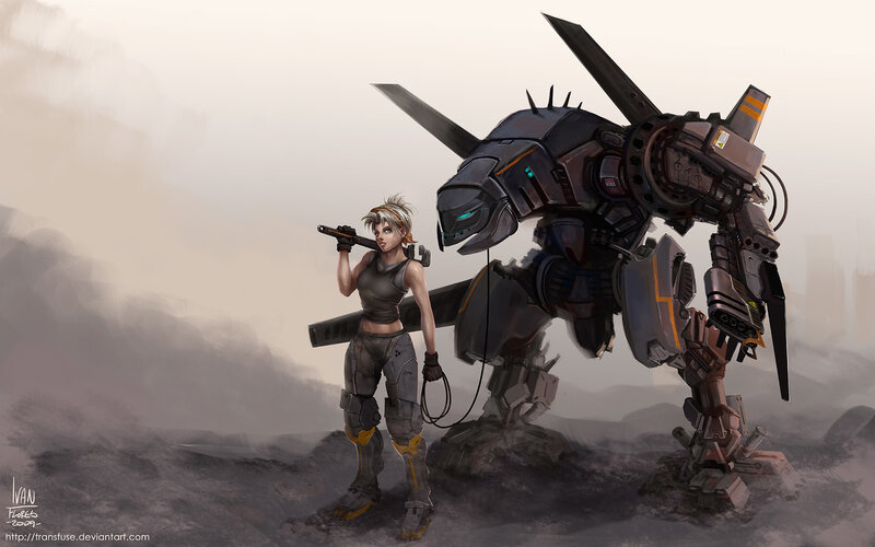 soldier with mech companion