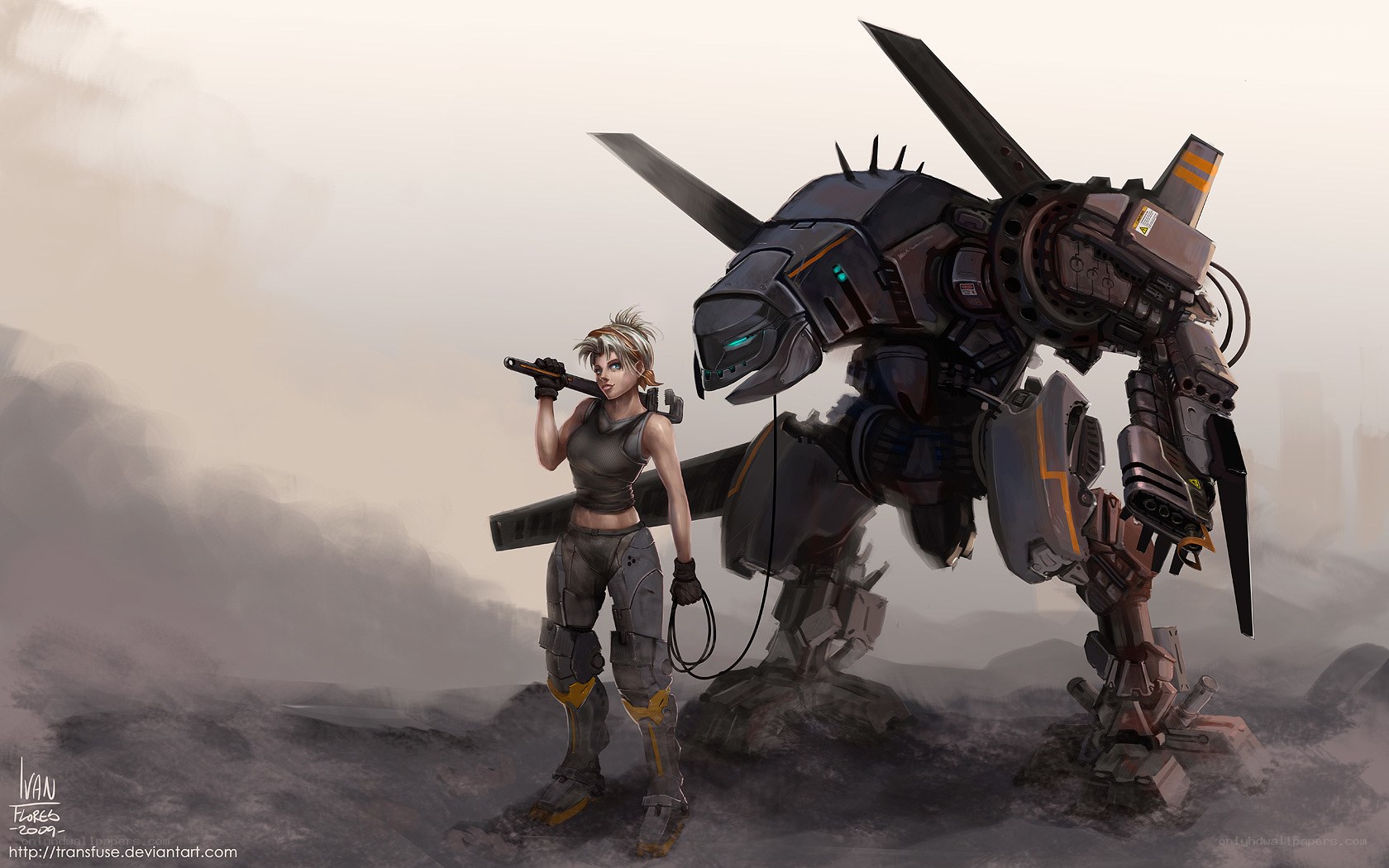 soldier with mech companion