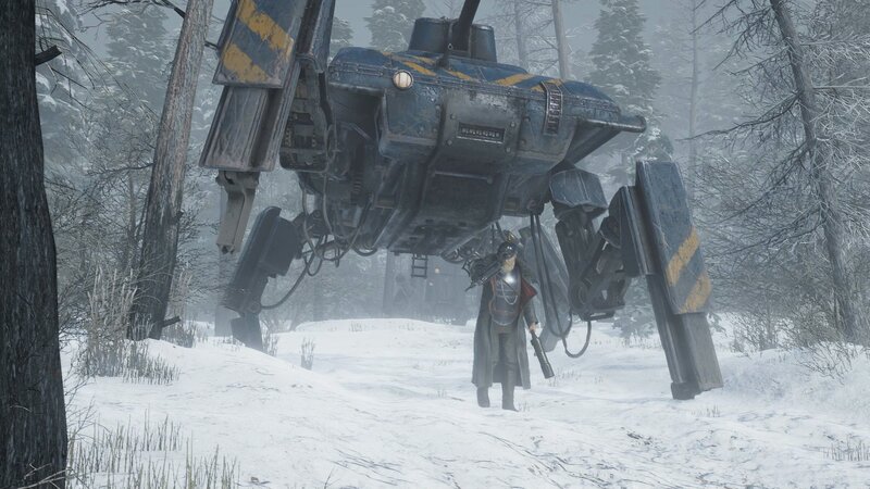 Soldier with Mech in Snow