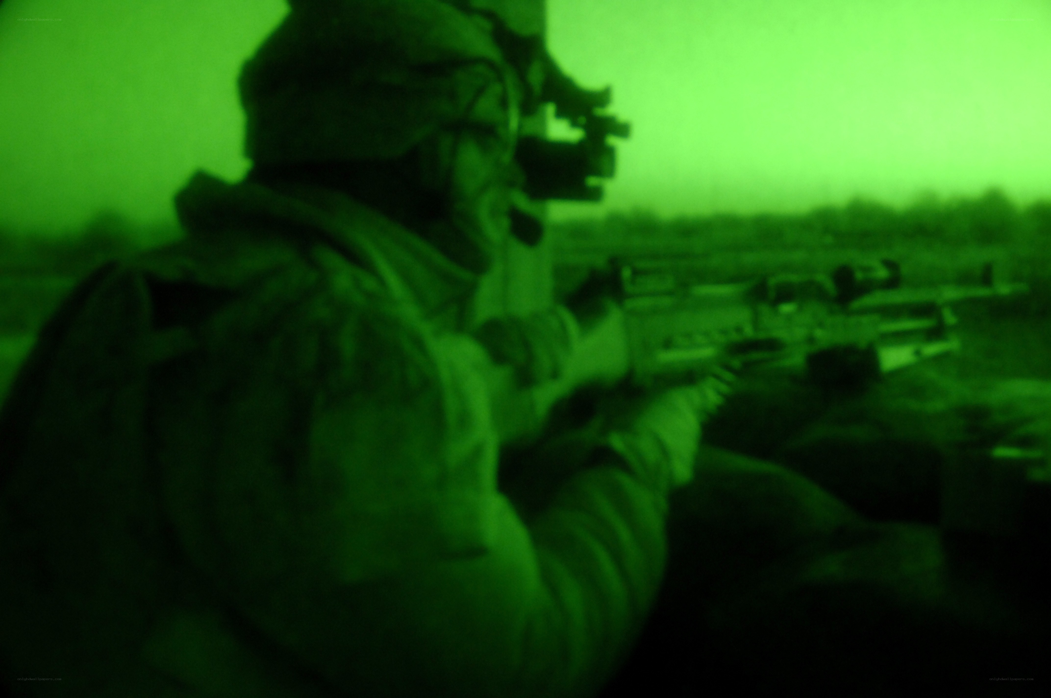 soldier with night vision rifle