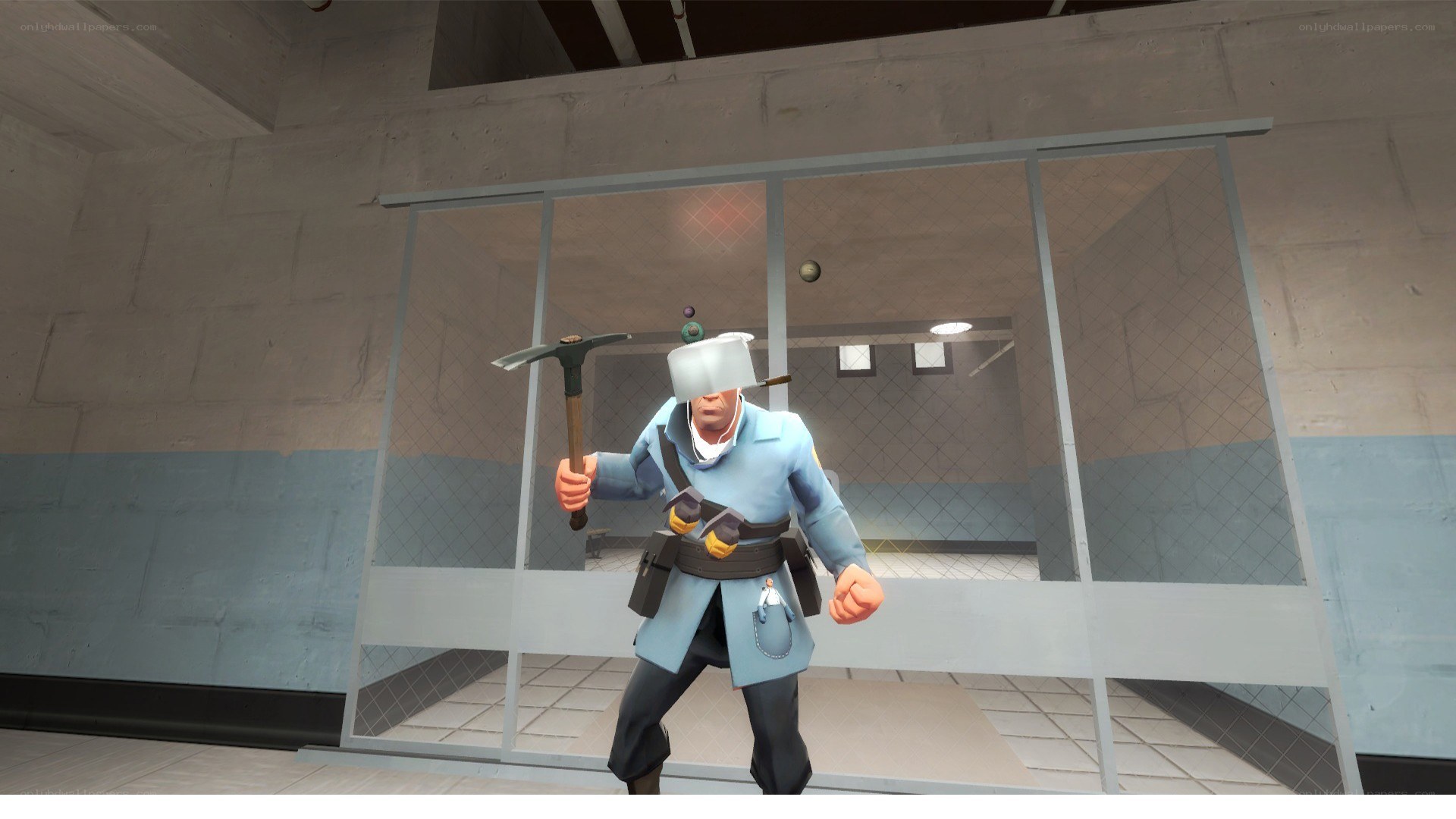 Soldier with pickaxe in game