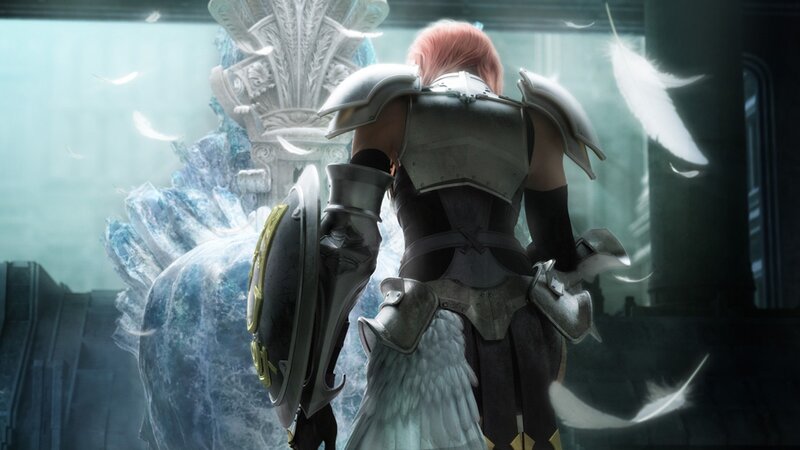 soldier with pink hair in armor