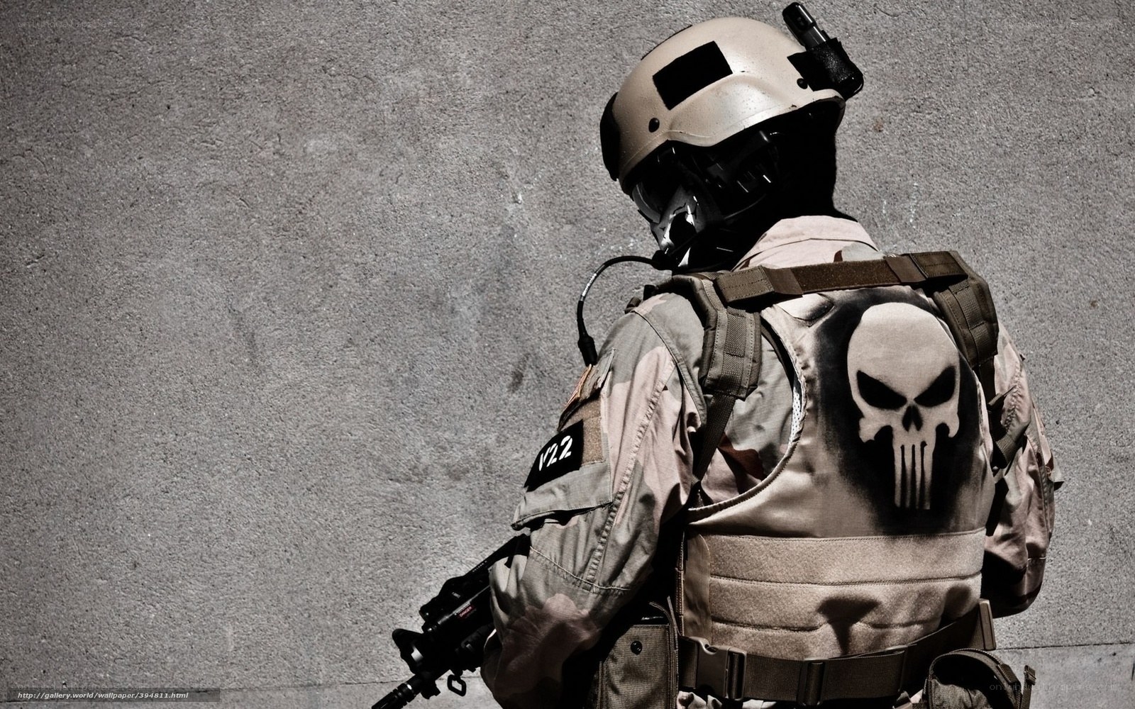 soldier with punisher logo
