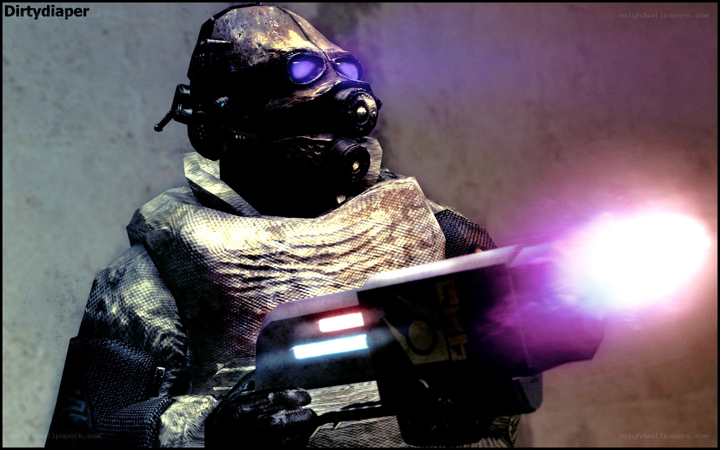 soldier with purple weapon