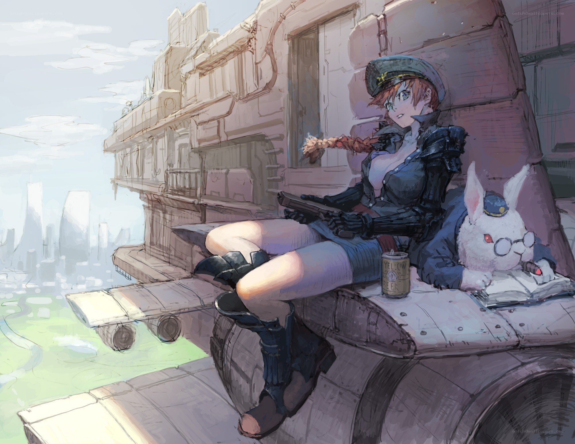 soldier with rabbit companion
