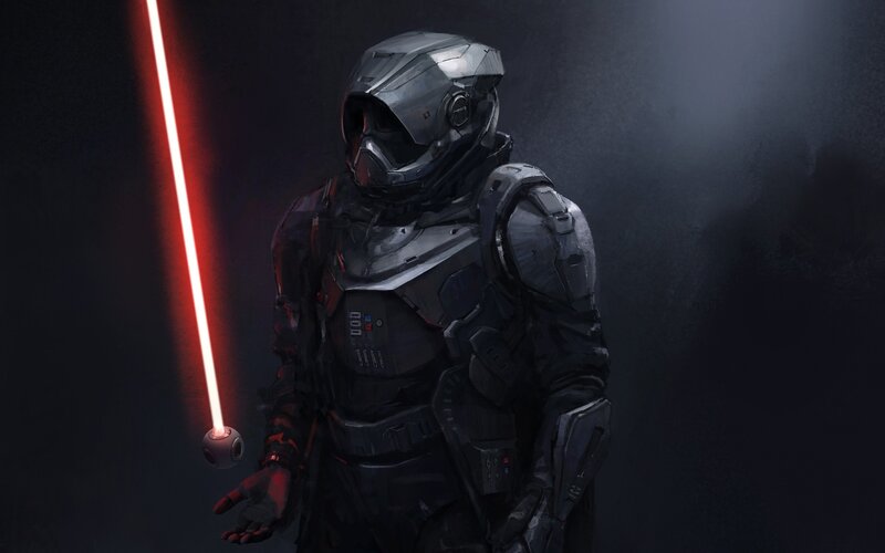 Soldier with Red Lightsaber