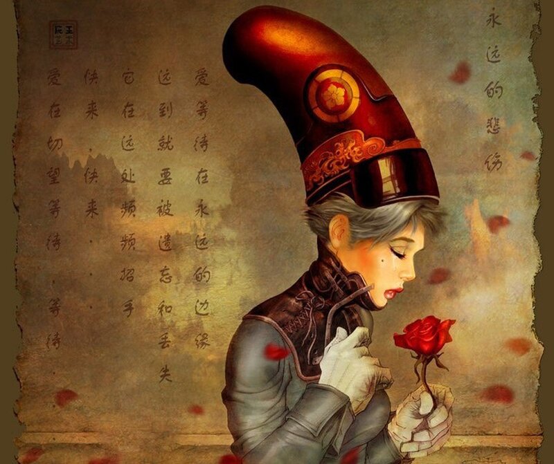 soldier with red rose