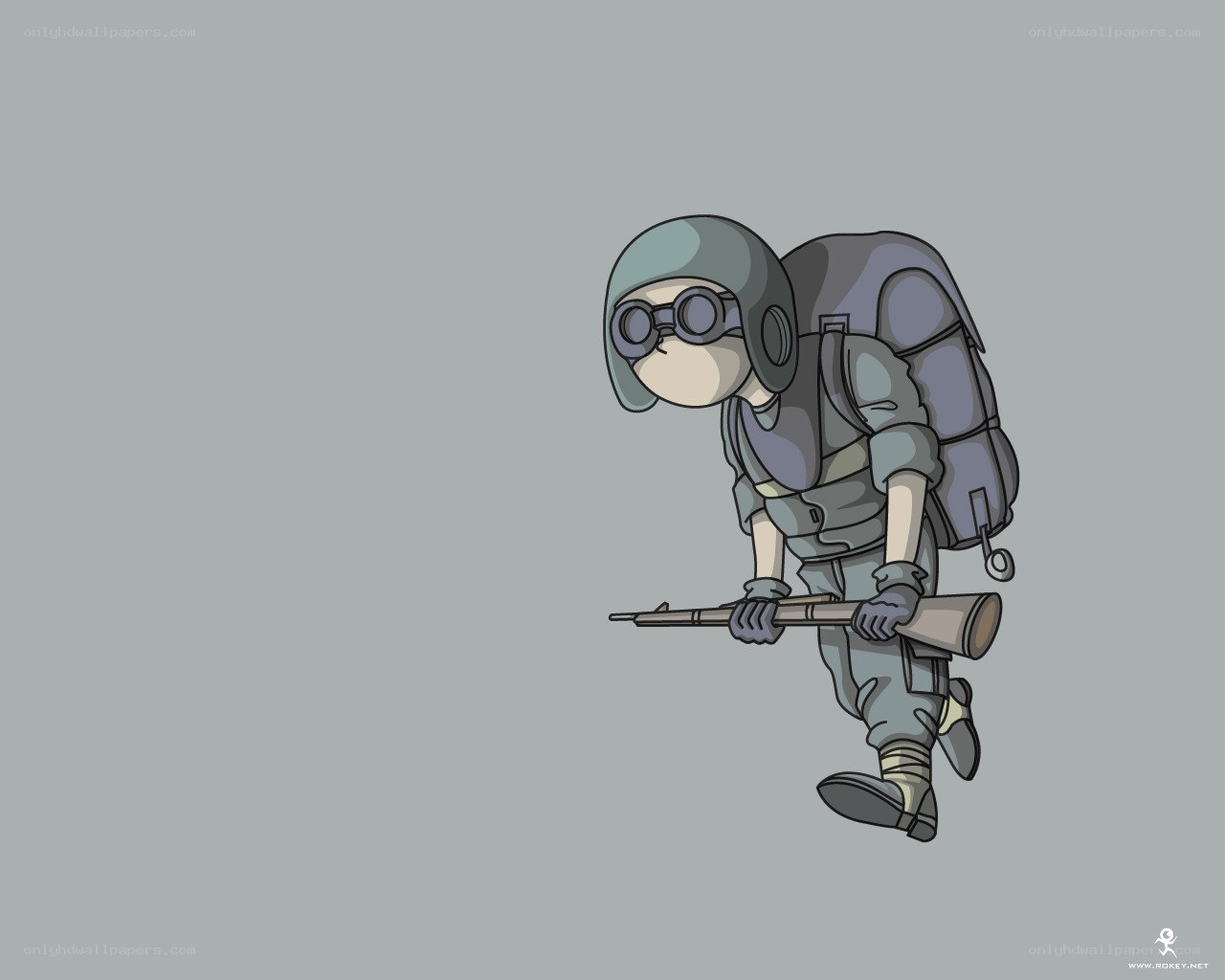 soldier with rifle and backpack