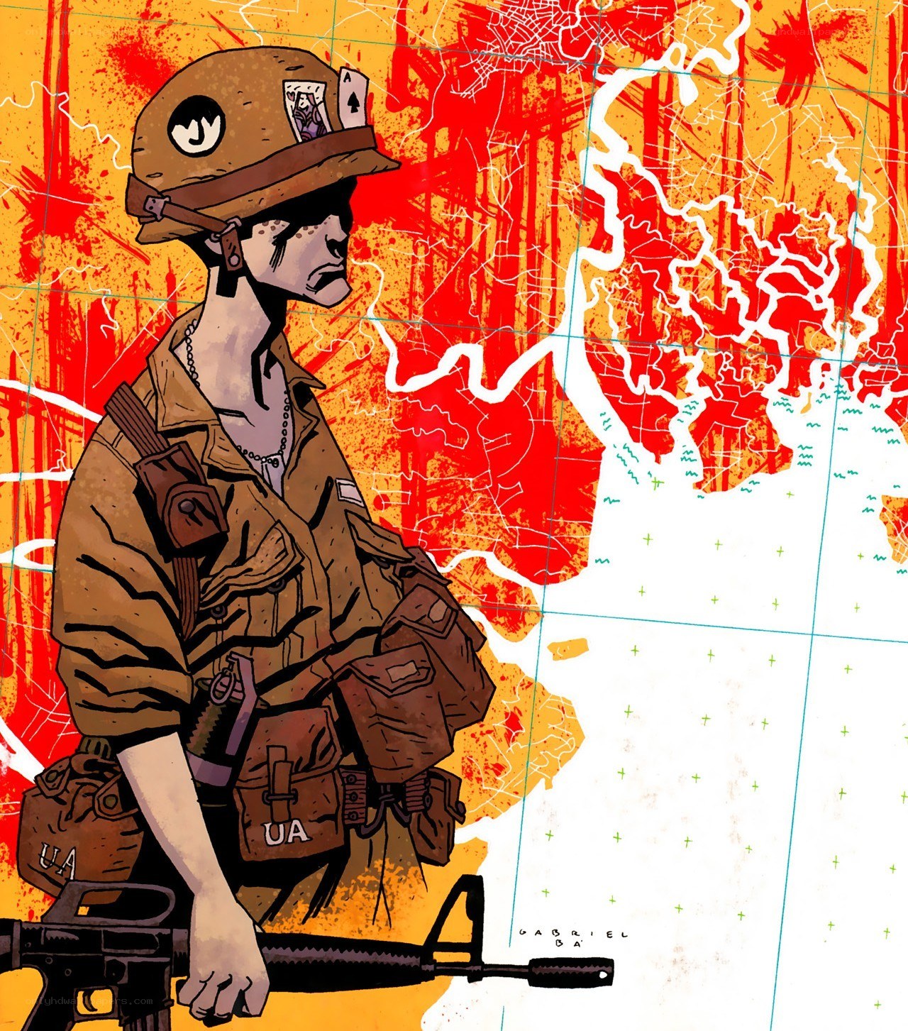 soldier with rifle and map