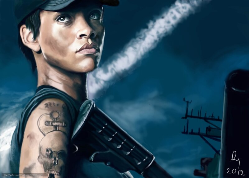 soldier with rifle and tattoos