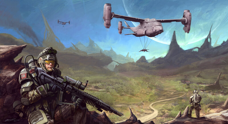 Soldier with Rifle — Blue, Dramatic