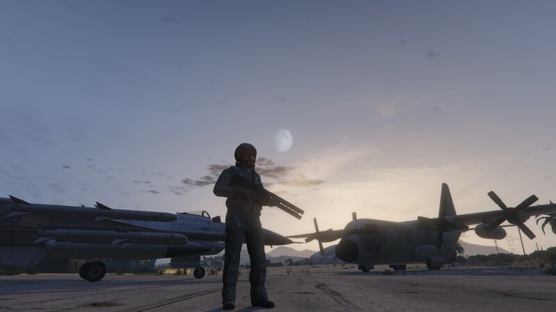 Soldier with Rifle — Gray, Dramatic, Sunset, 3d Render