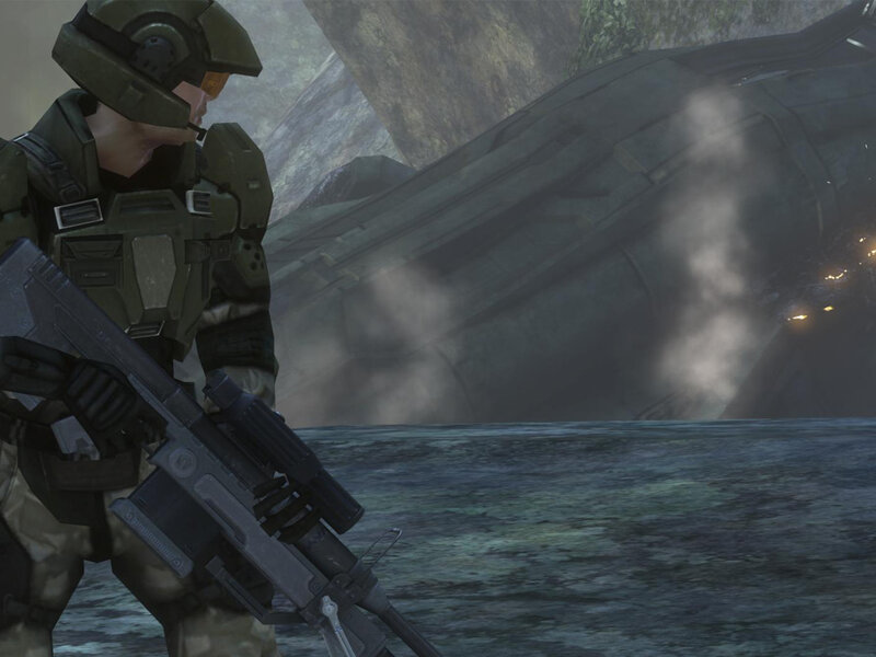 Soldier with Rifle — Green, Dramatic, 3d Render, Crashed Ship