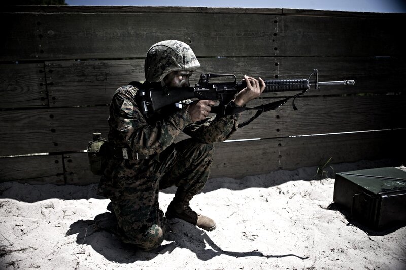 Soldier with Rifle — Green, Dramatic, Afternoon