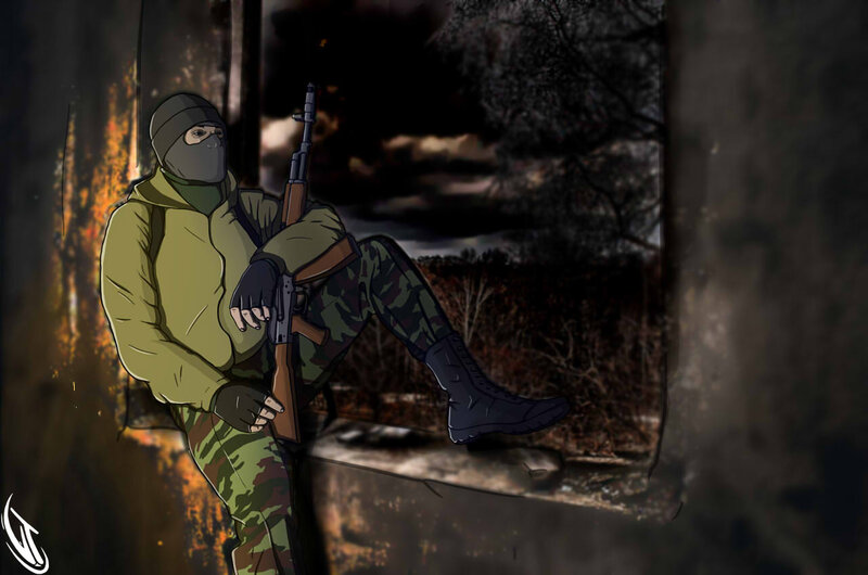 Soldier with Rifle — Green, Dramatic, Night