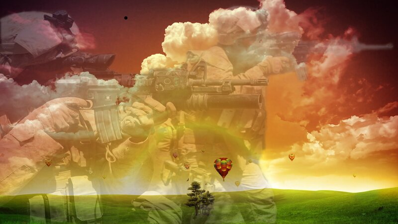 Soldier with Rifle — Green, Dramatic, Sunset