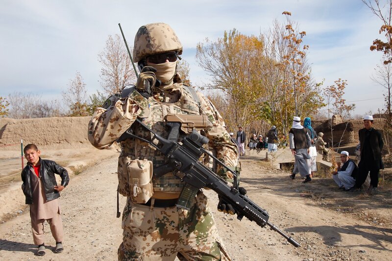 Soldier with rifle in Afghanistan
