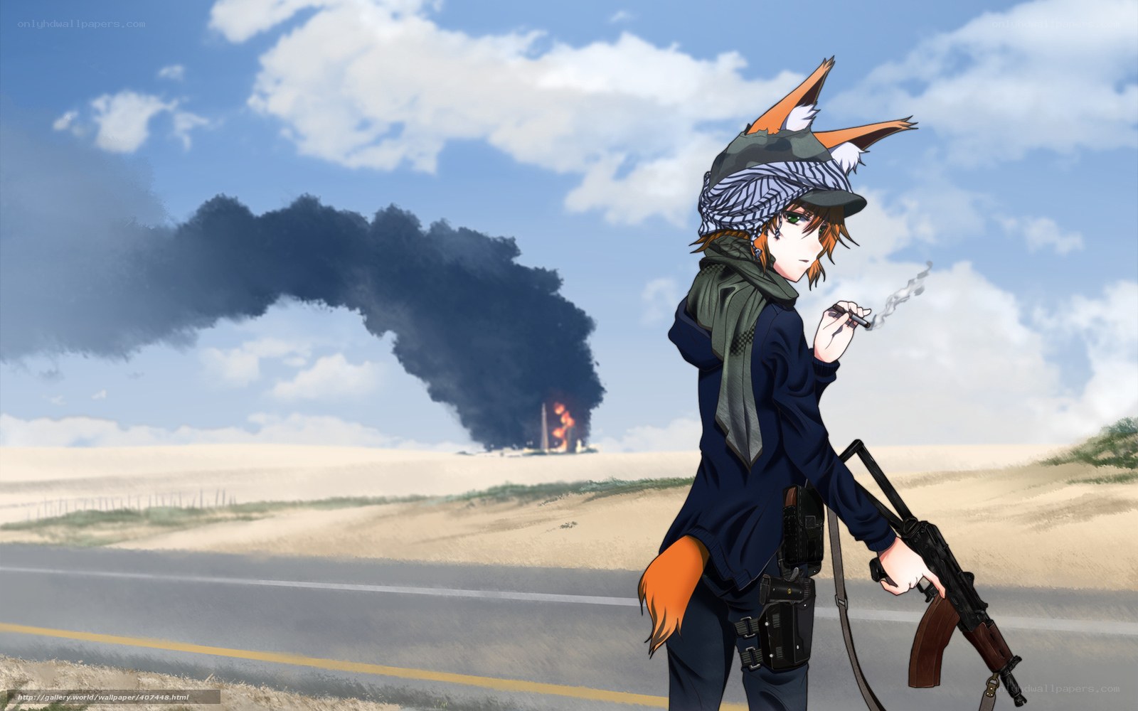 soldier with rifle in desert