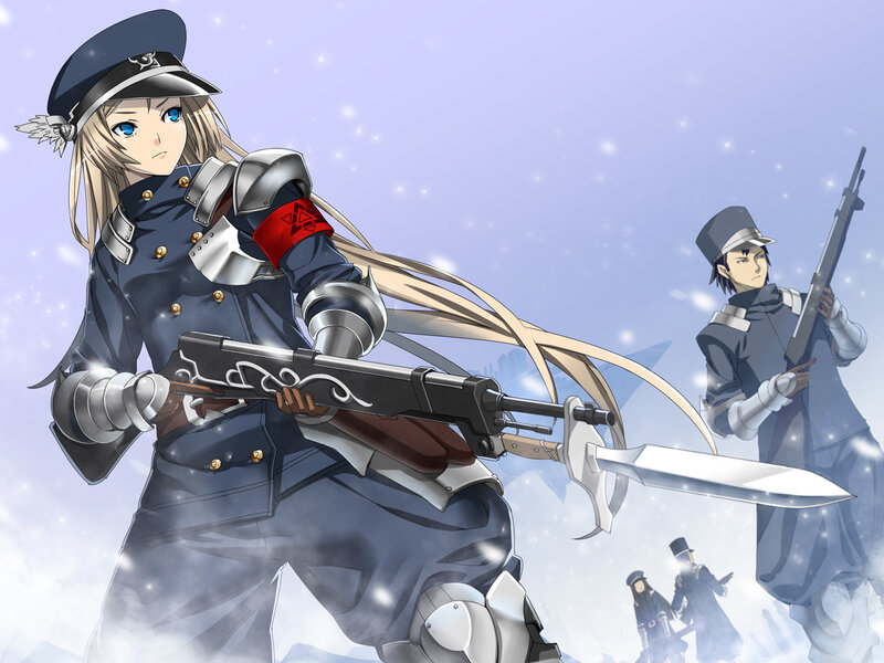 soldier with rifle in snow