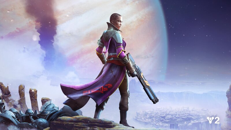 Soldier with Rifle — Purple, Dramatic, Digital Art