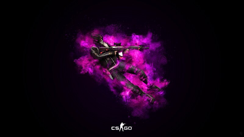 Soldier with Rifle — Purple, Dramatic, Night, Digital Art, Explosion