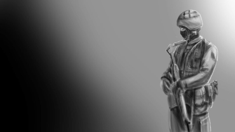 soldier with rifle sketch