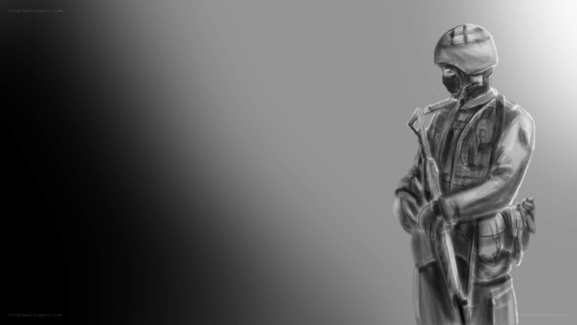 soldier with rifle sketch