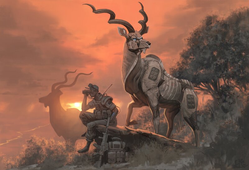 Soldier with Robotic Antelope