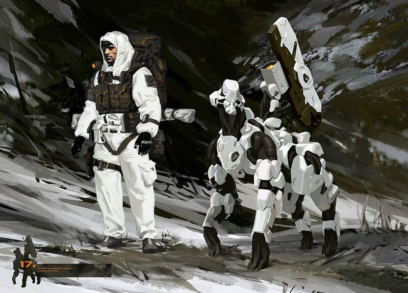 Soldier with Robotic Companion — White