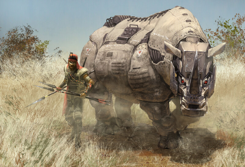 Soldier with Robotic Rhino — Brown