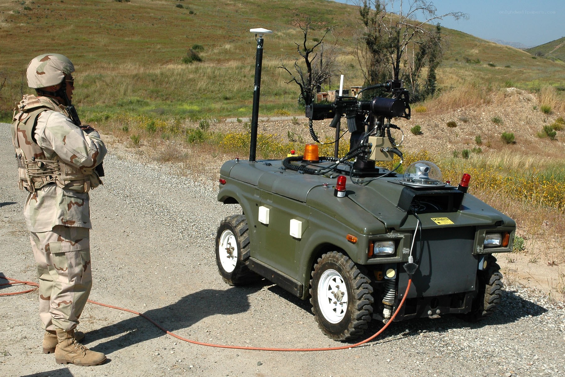 Soldier with robotic vehicle