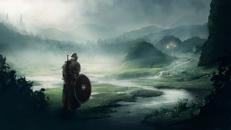 Soldier with Shield — Green, Dramatic