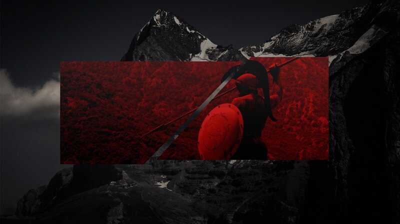 Soldier with Shield — Red, Dramatic, Night