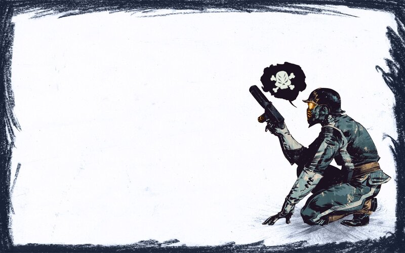 soldier with skull emblem