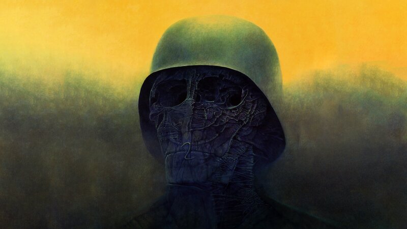 Soldier with Skull Helmet — Yellow