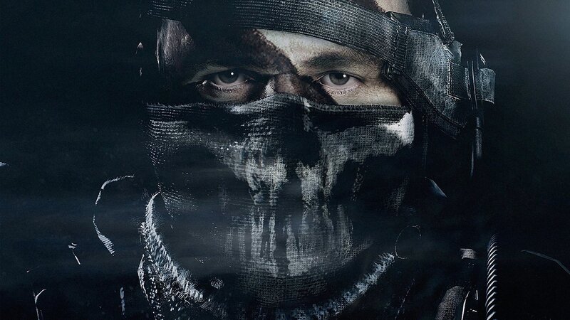 Soldier with Skull Mask — Black, Dark, Intense, Night