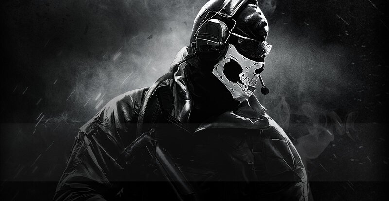 Soldier with Skull Mask — Black, Dramatic, Night, Digital Art