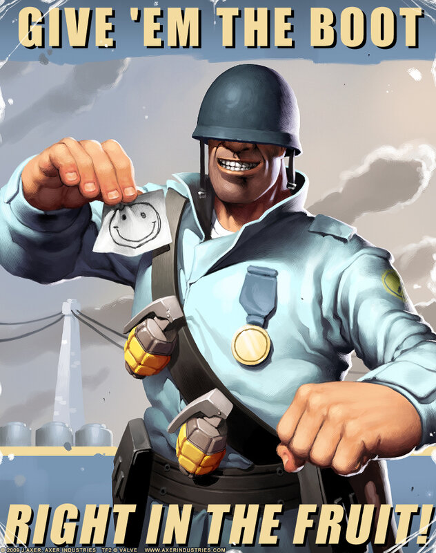 Soldier with smiley grenade