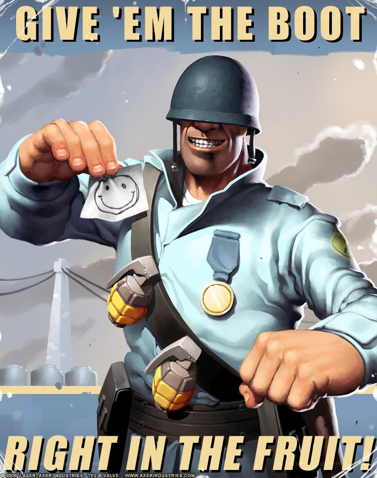 Soldier with smiley grenade