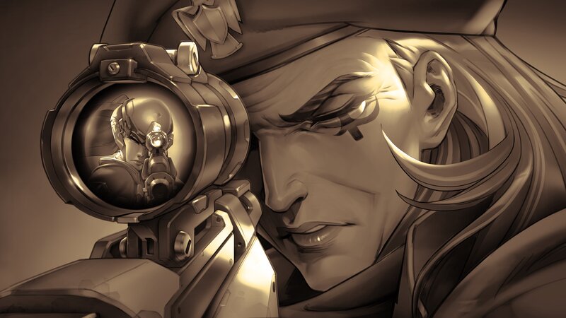 Soldier with Sniper Rifle — Brown, Dramatic, Digital Art, Sniper Scope