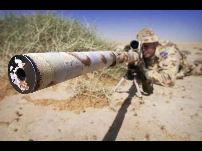 Soldier with Sniper Rifle — Brown, Tense, Afternoon