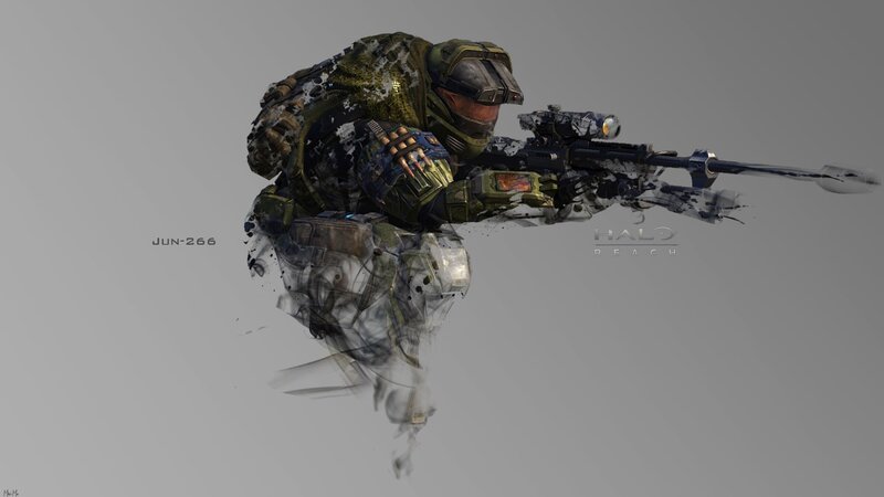 Soldier with Sniper Rifle — Gray, Dramatic, Digital Art