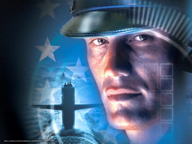 Soldier with submarine backdrop