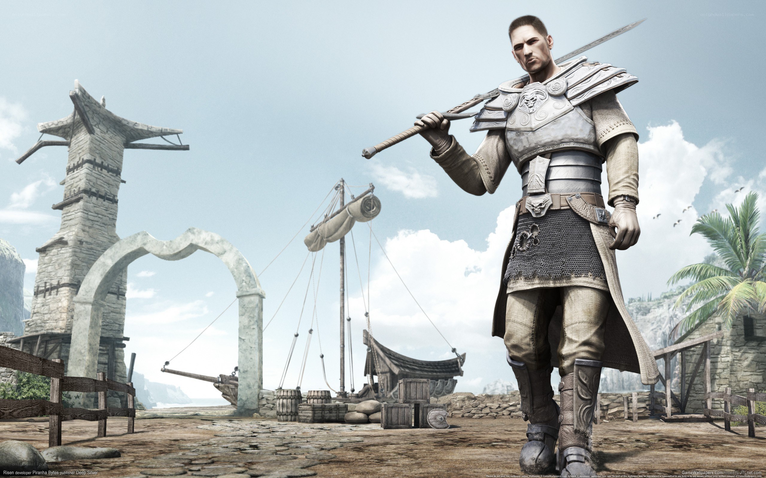 soldier with sword at port