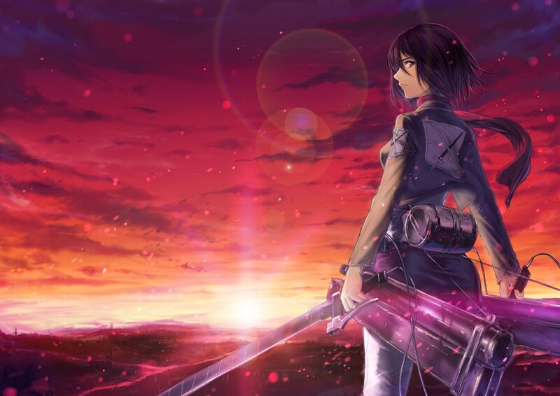 soldier with sword at sunset