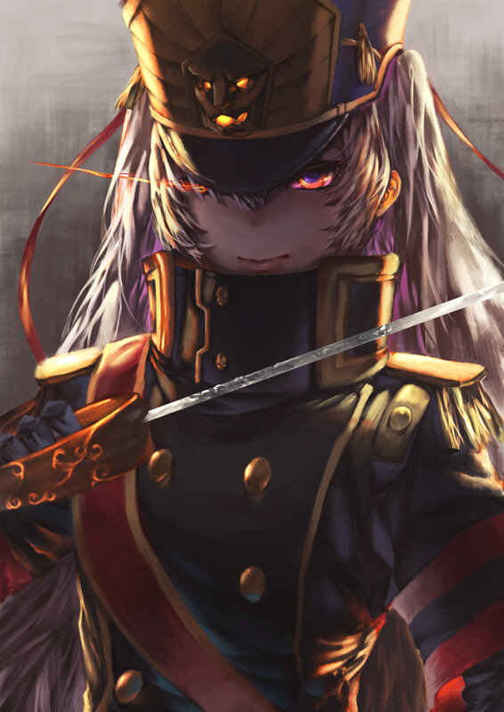 Soldier with Sword — Black, Dramatic, Digital Art, Hat