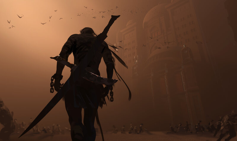 Soldier with Sword — Brown, Dramatic, Sunset
