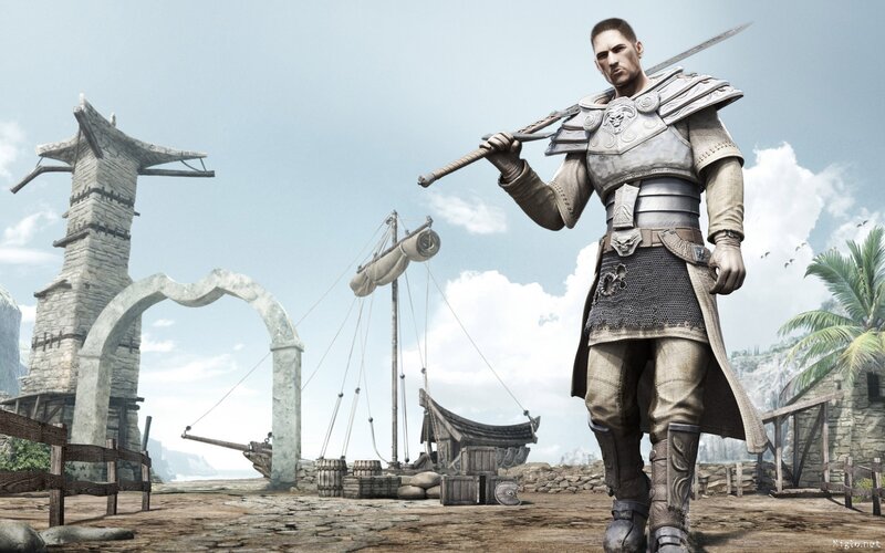 soldier with sword in port